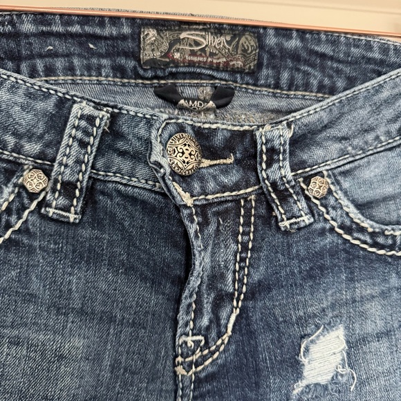 Silver Distressed Skinny Jeans - Picture 14 of 16